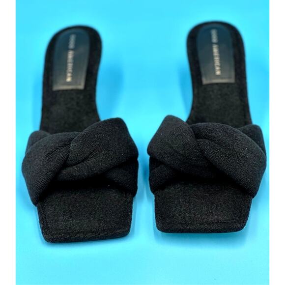 Good American Women's Terry Kickstand Low Heel Slide Sandals - Black - size 7 - Picture 4 of 12